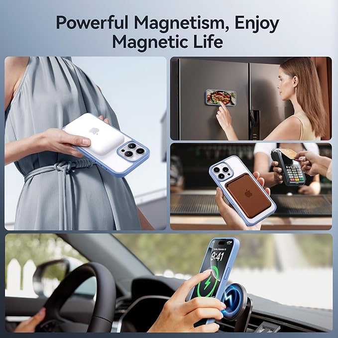CASEKOO Designed for iPhone 16 Pro Max Case with Magnetic Invisible Stand [Military Drop Protection] [Compatible with MagSafe] Shockproof Slim Translucent Matte Promax Case 6.9 Inch, Light Blue