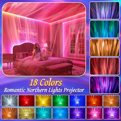 Northern Lights Projector Valentines Day Gifts for Her/Him, 18-Color Sunset Lamp Galaxy Projector Aurora Light Projector for Bedroom,Mood Lighting Room Lights,Cute Stuff Game Room Decor for Teen Girls