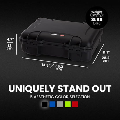 NANUK 910 Hard Case with Customizable Cubed Foam, IP67 Waterproof, Dustproof and Impact Resistant, 14.3” x 11.1” x 4.7”, Rugged Construction for Ultimate Protection, Made in Canada – Black