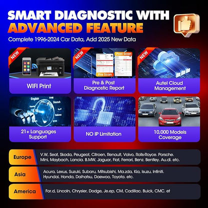 Autel Scanner MaxiDIAG MD906 PRO All System Diagnostic Tool, 2026 MD906PRO Same as MD909 PRO Bluetooth Ver. of MaxiCOM MK808S MX808S, 11 Service, Upgrade of MD808Pro MD806, CAN FD, No Subscription Fee