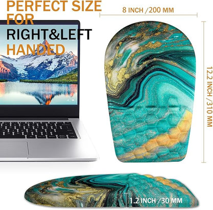 BOCHEERY Ergonomic Mouse Pad Wrist Support,Upgrade Mousepad with Massage Design,Non-Slip PU Base Desktop Mouse Pads for Pain Relief, Computer, Office & Home,12 x 8 in（F-Golden Green Marble）