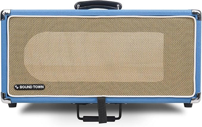 Sound Town Vintage 4U Amp Rack Case, 12.5" Depth with Rubber Feet, Dust Cover, Kickstand, Beau Blue (STVRC-4BL)