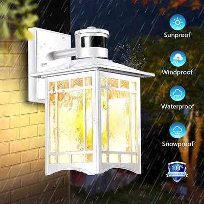 XANGQAN Motion Sensor Outdoor Wall Lights White Dusk to Dawn Light Fixture for House Porch Patio