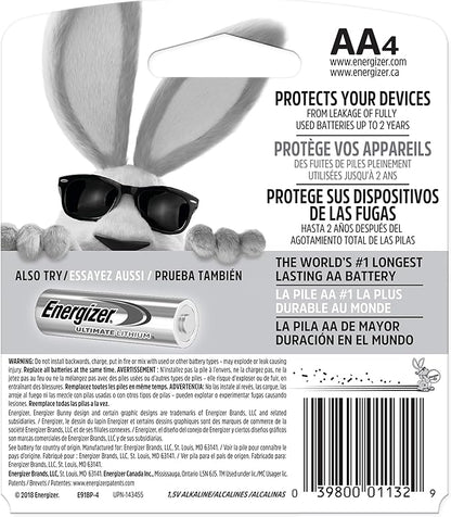 Energizer AA Batteries, Max Double A Battery Alkaline, 4 Count (Pack of 2)