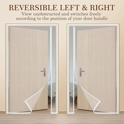 Yotache White Reversible Left Right Side Opening Magnetic Screen Door Fits Door Size 72 x 82, Unobstructed View Screen Mesh Net for Balcony, French, Sliding Glass Door, Actual Screen Size 74" x 83"