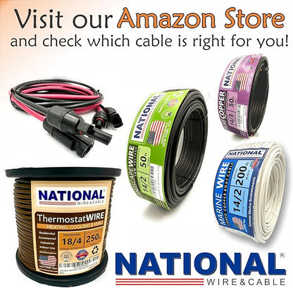 NATIONAL Wire & Cable – 14 AWG 2-Conductor Premium Copper Wire, 50 ft, Stranded | Made in USA, Heavy-Duty Flexible Jacket | Automotive, Low Voltage, LED, Lights, DIY, Indoor and Outdoor Use5