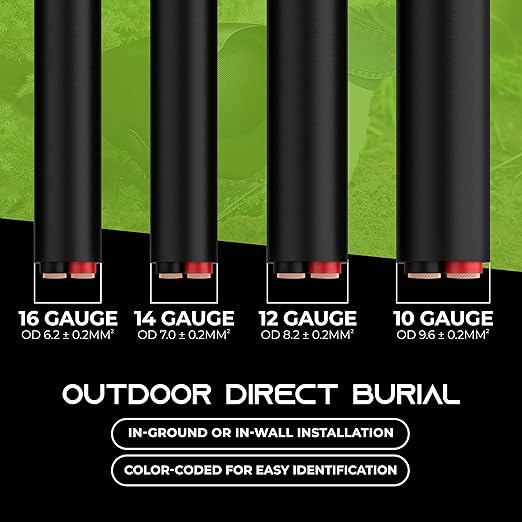 GearIT 14/2 Speaker Wire (500 Feet) 14AWG Gauge - Outdoor Direct Burial in Ground/in Wall / CL3 CL2 Rated / 2 Conductors - OFC Oxygen-Free Copper, Black 500ft