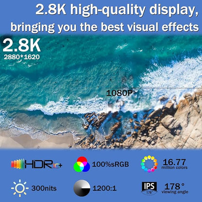 Viyivwine Portable Monitor Touchscreen 15.6" 2.8K Laptop Screen Extender 2880x1620,100Hz,100％sRGB,w/45° Adjustable Stand,mini HDMI USB-C Computer Display for Laptop PC Phone Mac