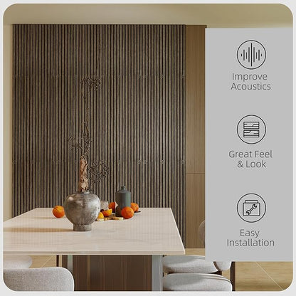 HOMCOM 4 Pack 3D Acoustic Panels, 47" x 24" Soundproof Wood Panels for Wall, Wood Slat Wall Paneling for Interior Ceiling, Office, Home Theater, Studio, Walnut