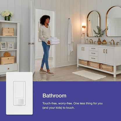 Lutron Maestro Motion Sensor Light Switch Indoor for Bathroom, Garage, Laundry Room, Any Bulbs, Occupancy Vacancy Sensor, Single-Pole, MS-OPS2-PD, Palladium