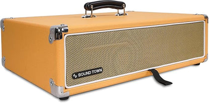 Sound Town Vintage 2U Amp Rack Case, 12.5" Depth with Rubber Feet, Dust Cover, Kickstand, Orange (STVRC-2OR)