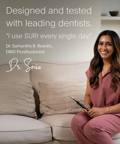 SURI 2.0 New Sonic Electric Toothbrush with Pressure Sensor & UV-Cleaning Travel Case |1 Month+ Battery | Electric Toothbrush for Adults | Travel Toothbrushes | Tooth Brush | Black