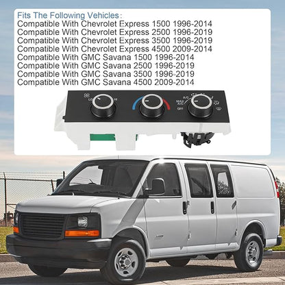 DICMIC Front A/C Heater Climate Control Module Compatible with 1996-2014 Chevrolet Express 1500 GMC Savana 1500 1996-2020 Chevrolet Express 2500 3500 GMC Savana 2500 3500 Replace# 599-217, 15073274