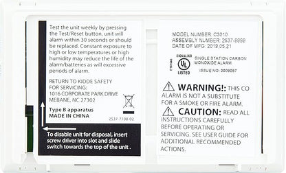 Kidde Carbon Monoxide Detector with 10-Year Battery, 3 LEDs, Replacement Indicator, Test-Reset Button, 2 Pack
