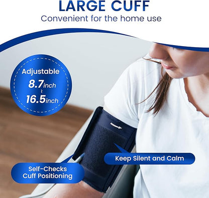 VivaGuard Blood Pressure Monitor for Home Use, Upper Arm Blood Pressure Cuff (8.7" - 16.5"), Automatic Digital BP Machine with Large LCD Backlit Display, 2 x 199 Memory, Carrying Case and Power Supply