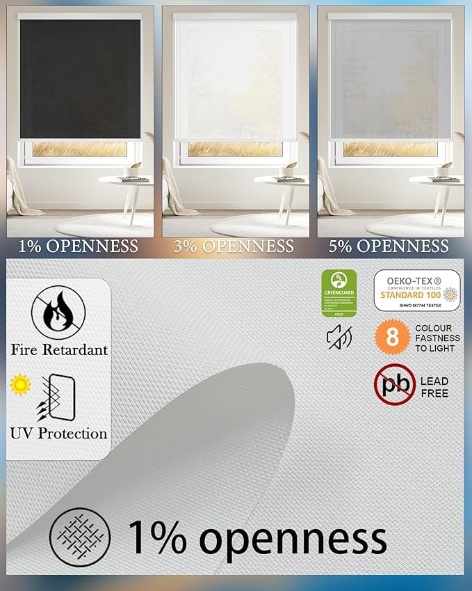 COOLWINDS Motorized Blinds with Remote Cordless Automatic Motorized Shades Custom Blinds for Indoor Windows Smart Curtains with Alexa Google Home(Solar White,W26 x H72in)