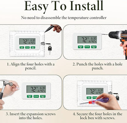 4 PCS Thermostat Lock Box with Key, Universal Thermostat Covers with Locks, Clear AC Lock Box Cover on Wall, Upgrade Thicken Universal Thermostats Cover, Fit Thermostats 6.1" x 5.4" x 3.2" or Smaller
