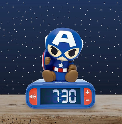 LEXiBOOK, Marvel Avengers, Avengers Nightlight Alarm Clock, Sounds and Melodies, Backlit LCD Screen, Luminous, Snooze, RL800AV1