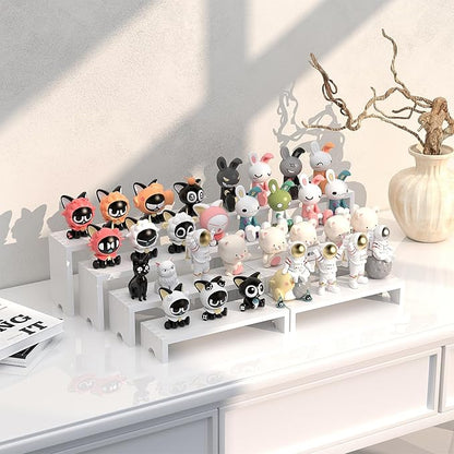 2 Set Large White Wooden Tiered Riser Display Stands for Vendor Events,Stackable Wooden Cupcake Stand,Farmhouse Decor Wood Dessert Table Display Set,Vendor Booth Display Items,Food Display Risers for Party（12-11.2-10.4-9.6IN）