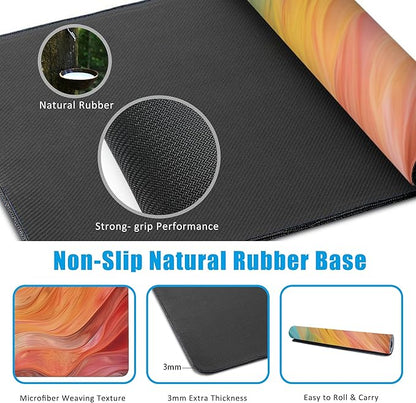 EOBKLAX Abstract Marble Desk Mat, Large Gaming Mouse Pad, Non-Slip Rubber Base Pad with Stitched Edges for Home Decor - 35.4" x 15.7"
