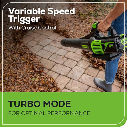 Greenworks 60V 700 CFM Brushless Leaf Blower, 5.0 Ah Battery and Rapid Charger