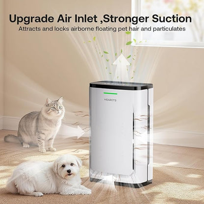 Pet Air Purifier Large Home up to 4200 sq ft, Suck up Floating Cat Dog Hair, 7-Stage Filter Anion Activated Carbon HEPA Air Purifiers WiFi for Dander Odor Allergies Smoke Dust, Zero Ozone, P339 White