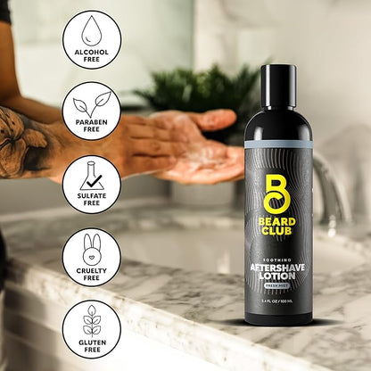 The Beard Club Aftershave for Men – Soothing After Shave Lotion for Men with Chamomile, Tea Tree Oil & Willow Bark – Post Shave Balm Calms Irritation, Prevents Razor Burn & Bumps - 3.4 Fl Oz - 3 Pack