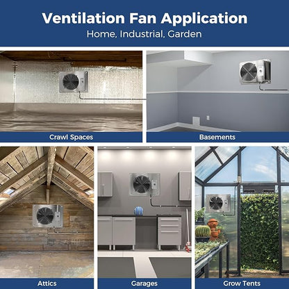 ALORAIR 780CFM Crawlspace Ventilation Fan with Humidistat, IP55 Rated Basement Stainless Steel Exhaust Fan, Built-In Isolation Net 9.13 Inch Foundation Vent Fan for Crawl Space,Garage,Attic,Grow Tent