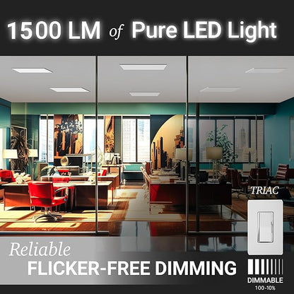 NUWATT 1x1 FT LED Square Surface Mount Panel, 5CCT 2700K/3000K/3500K/4000K/5000K Selectable, 1500LM 18W, Internal Driver, Dimmable Flat Panel, 120V, CRI90, 12" Inch Flush Mount Ceiling Light, 1" Thick