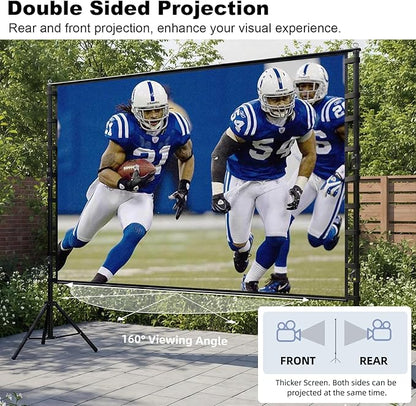 Wootfairy Projector Screen with Stand, 200 inch Portable and Foldable Projection Screen 4K HD 16:9 Rear Front Wrinkle-Free Movie Screen with Carry Bag for Indoor Outdoor Home Theater Backyard Cinema