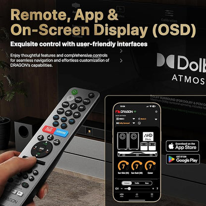 Nakamichi Dragon Home Surround Sound System with Quad 12" Subwoofers, Dolby Atmos and DTS:X Pro. Soundbar Meets AV Receiver