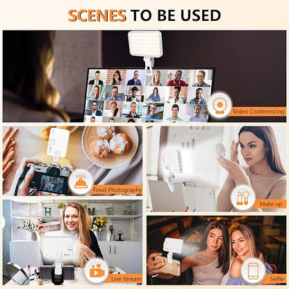 BANSINE Portable LED Photo Light - USB-Rechargeable, Up to 6500K Color Temperature for Selfie, Zoom Conference, Video, Makeup