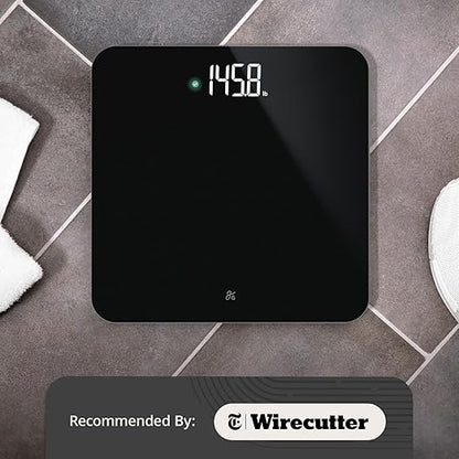 Greater Goods AccuCheck Digital Scale for Body Weight - Accurate Digital Bathroom Scale with High-Precision Sensors, Large Easy-to-Read Backlit Display, 400 lb Capacity, Auto Step-On (Black)