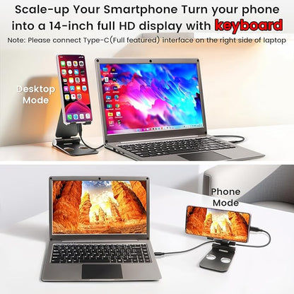 GrowCube Portable Monitor with Keyboard,14inch 1080P FHD Lapdock Compatible with Mini PC/Phone/PC/Game Console,CrowView Note with RPi5 & Jetson Adapters(Full Feature TypeC & HDMI Cable Included)