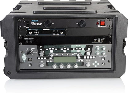Gator Cases Pro Series 6U Rolling Rack Case with 19" Depth, Tow Handle & Recessed Wheels, Roto Molded Made in USA (G-PROR-6U-19)