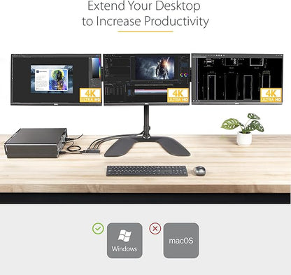 StarTech.com 3-Port DisplayPort 1.4 Splitter, DisplayPort to 3x DP Multi-Monitor Adapter, Triple 4K Computer MST Hub, USB Bus-Powered, Windows Only (MST14DP123DP)