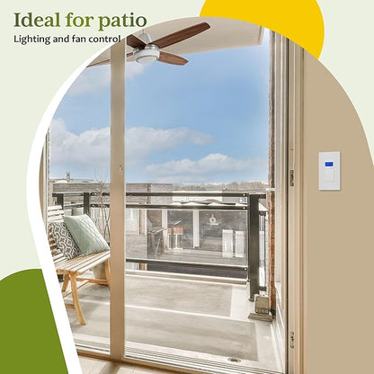 TG 7 Days Digital in-Wall Programmable Timer Switch for Lights, Fans, and Motors, Single Pole, Neutral Wire Required, 18 ON/Off Timer Settings, with Blue Backlight, White