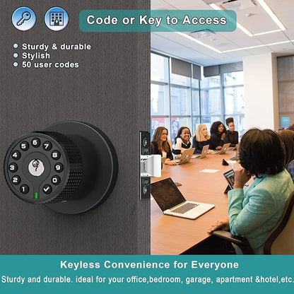 BOTHSTAR Keypad Door Knob with Key,Keyless Entry Door Lock, Code Locks Door Knob, Auto Lock,50 User Code,Easy to Install,for Home,Office,Bedroom,Garage,No Deadbolt