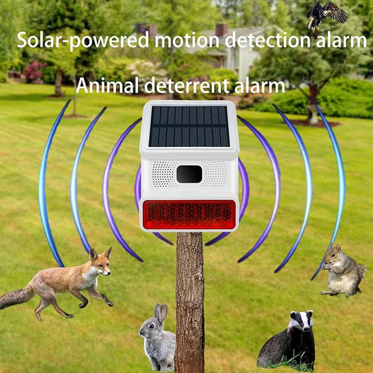 Solar Wireless Motion Sensor Alarm,Driveway Alarm Outdoor Waterproof Alert 120 dB Siren Sound Security System for House Yard Farm, Woods, Farmland,Garage(2 Pack)