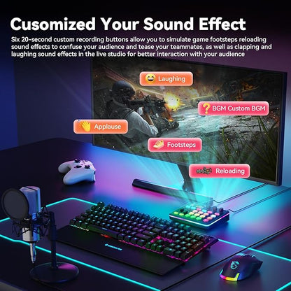 SINWE G1 Gaming Audio Mixer, RGB Audio Interface with Pro-preamp,Bluetooth, Streaming PC Mixer with XLR/48V Phantom Power for Live Streaming, Podcasting, Content Create, Gaming(White)