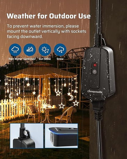 DEWENWILS Outdoor Wireless Remote Control Outlet, 15 amp Heavy Duty Weatherproof Remote Controlled Light Switch for Lights String Lights, 100 Feet Range, UL Listed