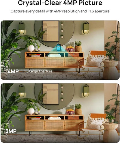 Indoor Security Camera with 4" Screen, 4MP Baby/Elderly Monitor with AI Conversation & Two-Way Video, Baby Crying, Human and Pet Detection, 355°Pan, 5G/2.4G WiFi, Motion Tracking, Smart Home Camera