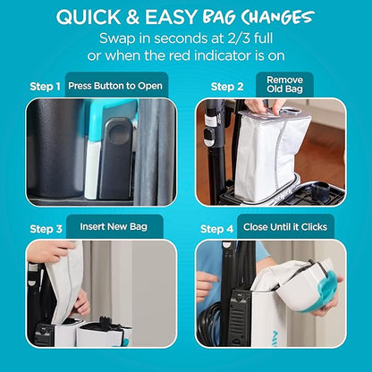Simplicity Vacuums S26HC-6 HEPA Vacuum Bags with HEPA Media for S26 Premium Allergy Upright Vacuum Cleaner, Charcoal-infused, Drop-in Bag, Sealed HEPA System