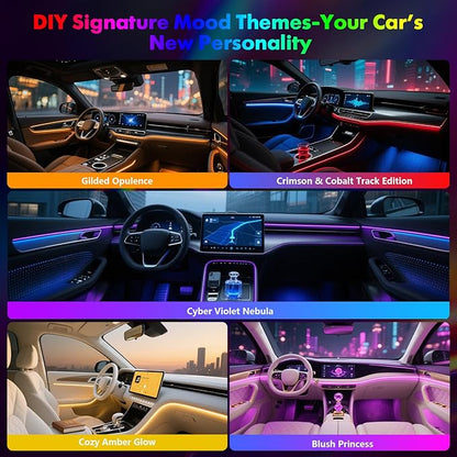New Version Dreamcolor Acrylic Car Interior Lights 10 in 1 RGB LED Strip Lights APP Control Zoned Control System 252 Color Modes DIY Fiber Optic Ambient Lighting Kits Music Car Neon Lights