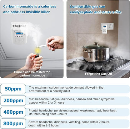 Combination Gas and Carbon Monoxide Detector Plug-in | CO Alarm & Natural Gas Combustible Detector | Digital Display, Battery Backup, Easy Install | for Home Kitchen Safety Monitoring 1-Pack