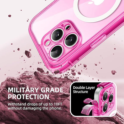 BERFY Magnetic for iPhone 16 Pro Case, Compatible with MagSafe, Built-in Privacy Screen Protector and Upgraded Camera Protection, Anti-Spy Full Body Shockproof Phone Case for 16 Pro 6.3", Bright Pink