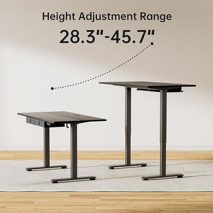 Agilestic Standing Desk with 2 Drawers, Adjustable Height Electric Desk with Storage, 48 x 24 Inches Sit Stand Up Computer Table for Work Office Home, Black