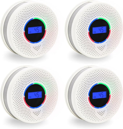 Kesy Upgraded Smoke and Carbon Monoxide Detector 10-Year Lifespan, Dual Sensor Smoke Alarm & Carbon Monoxide Detector (4 Pack)