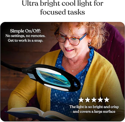 Brightech LightView Pro Magnifying Floor Lamp - Hands Free Magnifier with Bright LED Light for Reading - Work Light with Flexible Gooseneck - Standing Mag Lamp
