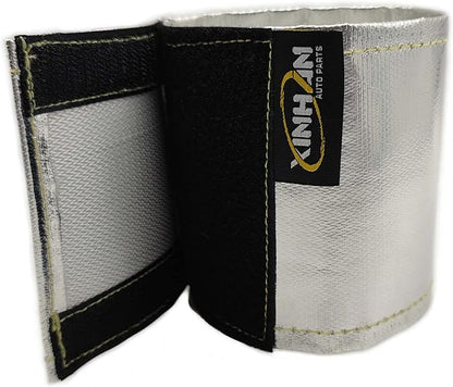 Xinhan (Silver,Black) Aluminum and Fiberglasss Heat Shielding Universal Starter Heat Shield 7 X 24in and 5.5 x 17in Wrap Self Attaching (Silver, 5.5IN x 17IN)
